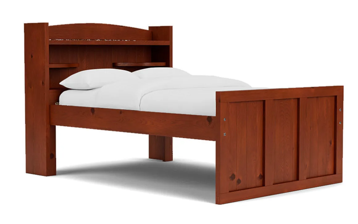 Young Pioneer Bookcase Bed W/ 4 Drawer Storage In Cinnamon, Twin