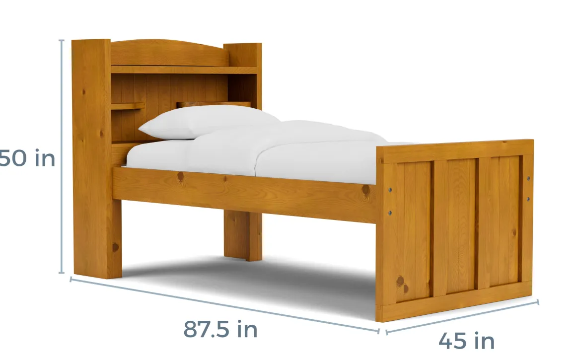 Young Pioneer Bookcase Bed W/ 4 Drawer Storage In Cinnamon, Twin