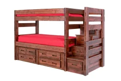 Young Pioneer Bunk Bed W/ Storage Steps & 4 Storage Drawers In Dark Gray, Twin/Twin