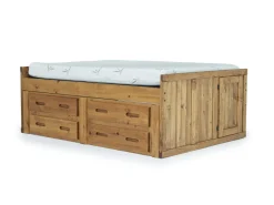 Young Pioneer Captain Bed W/ 4 Drawer Storage In Natural, Twin