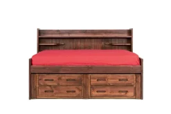 Young Pioneer Sideways Captain Bed W/ 4 Drawer Storage In Cinnamon, Twin