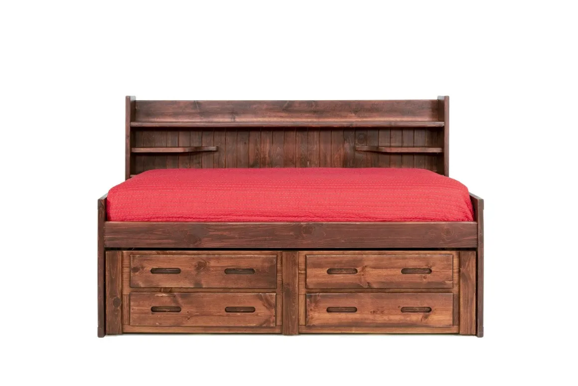 Young Pioneer Sideways Captain Bed W/ 4 Drawer Storage In Cinnamon, Twin