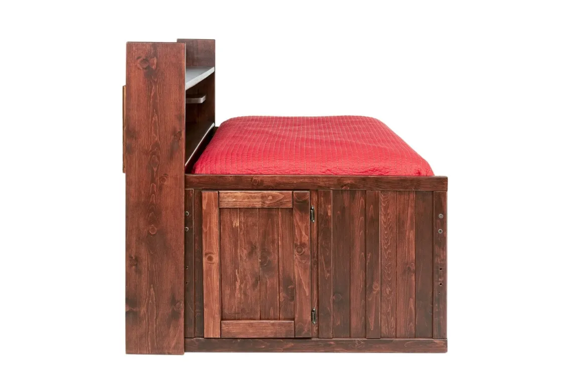 Young Pioneer Sideways Captain Bed W/ 4 Drawer Storage In Cinnamon, Twin