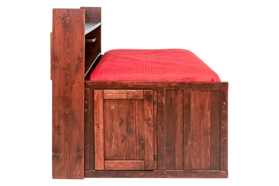 Young Pioneer Sideways Captain Bed W/ 4 Drawer Storage In Cinnamon, Twin