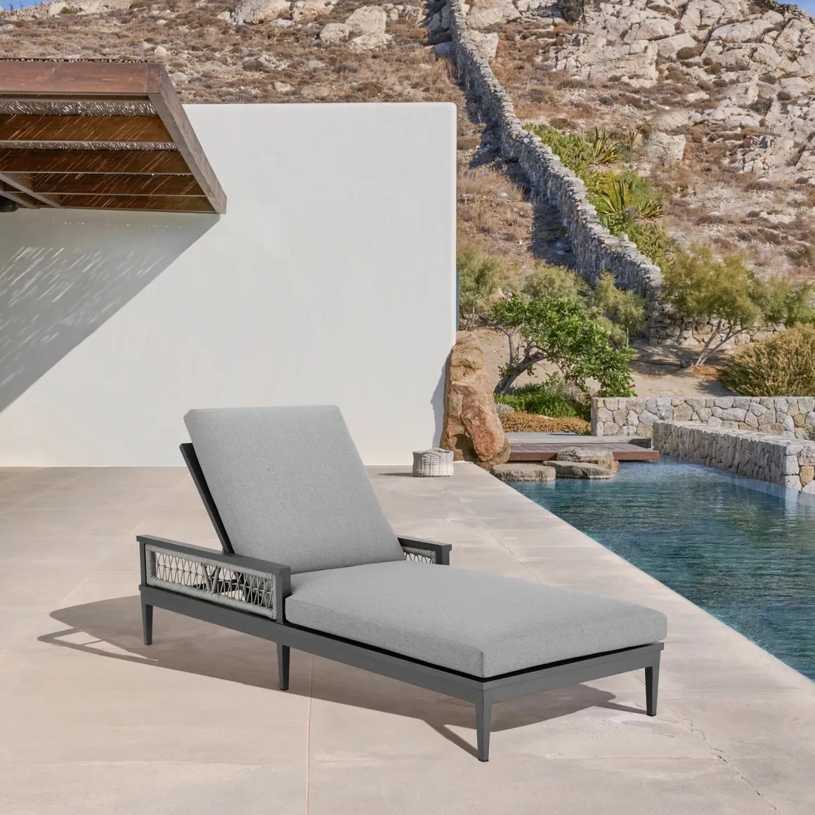 Zella Outdoor Lounge Chaise In Earl Gray
